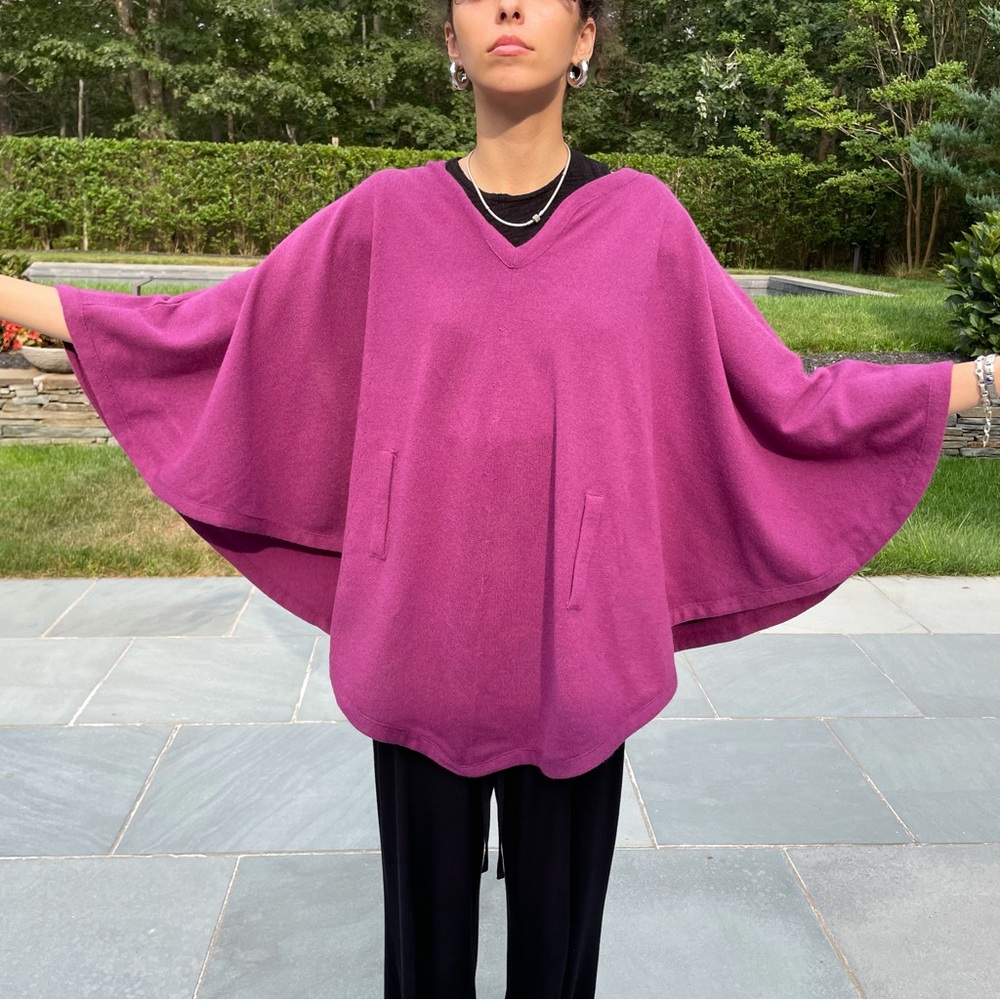 Women's Purple Sweater cashmere Poncho